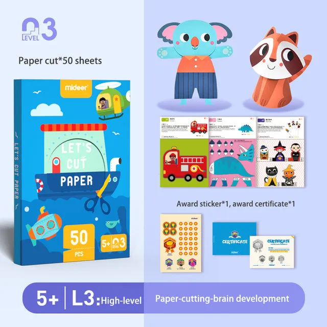 3D DIY Cartoon Sticker Origami Paper Cut Educational Book Toys