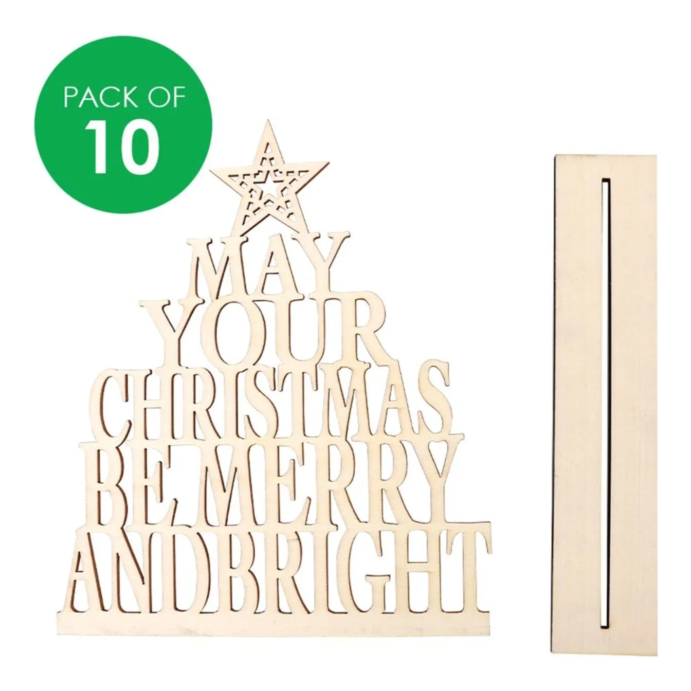 3D Wooden Christmas Word Trees - Pack of 10
