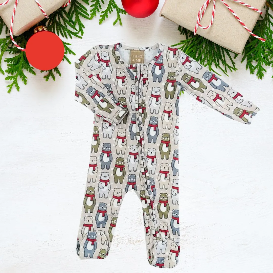 $8.00 EA - 3-6M X 3 - Sleepers - Bear In Red Scarf