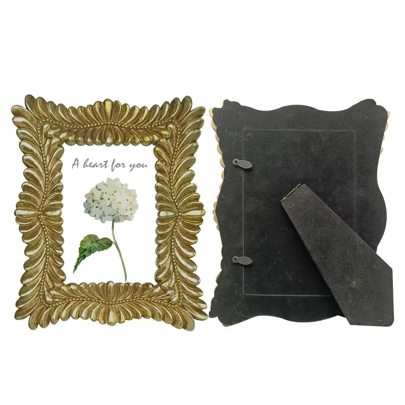 Art Street Table Photo Frame Gold Feather Design Luxury Photoframe Tabletop Picture Frame for Table, Desk, Birthday, Wedding, Return Gift (5 x 7 Inch)