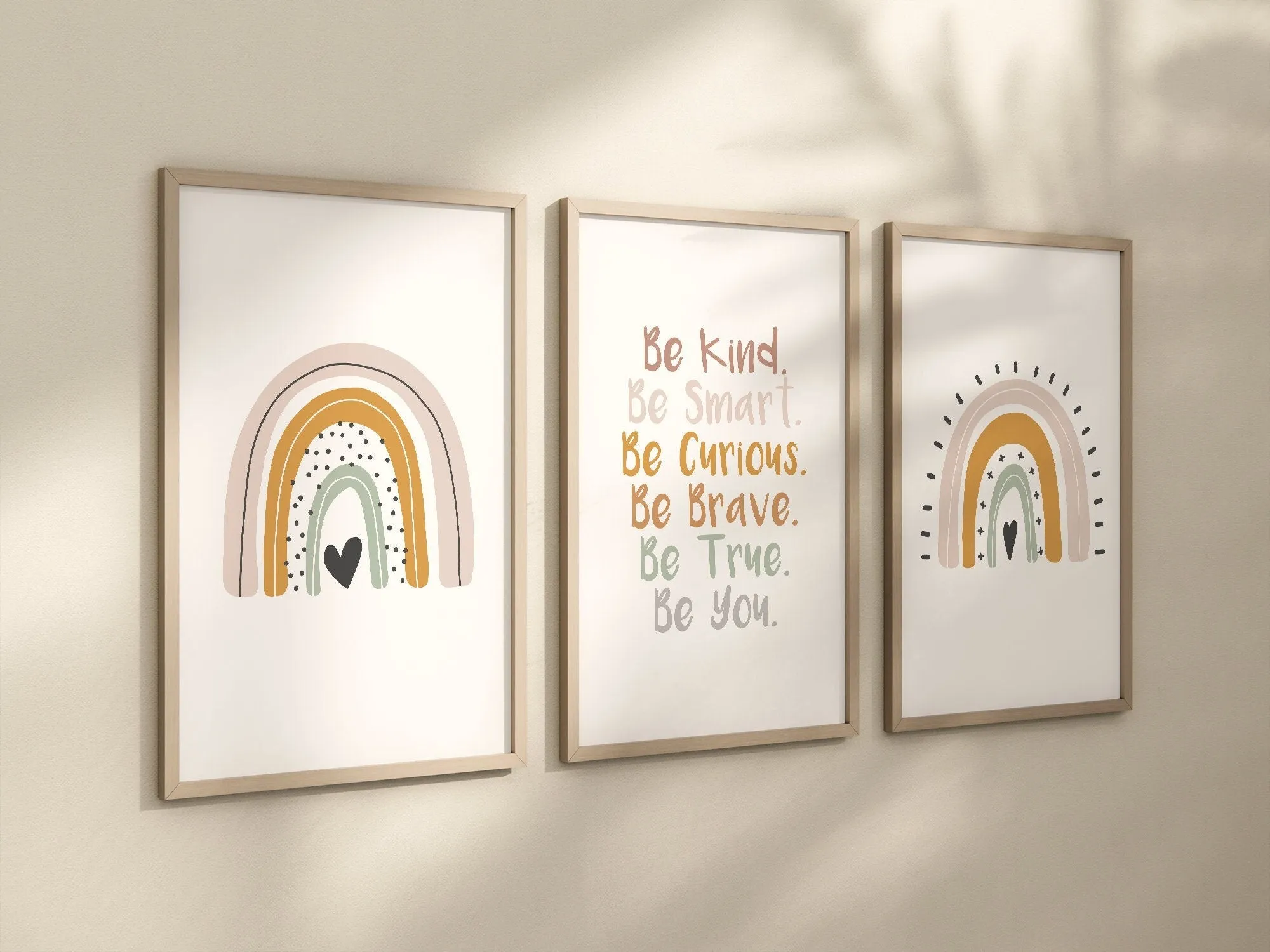 Boho Rainbow Set of 3 Nursery Art Prints, Girl Room colorful Nursery Wall Art, Affirmations, Decor, Play Room, Baby Room,Rainbow, 026
