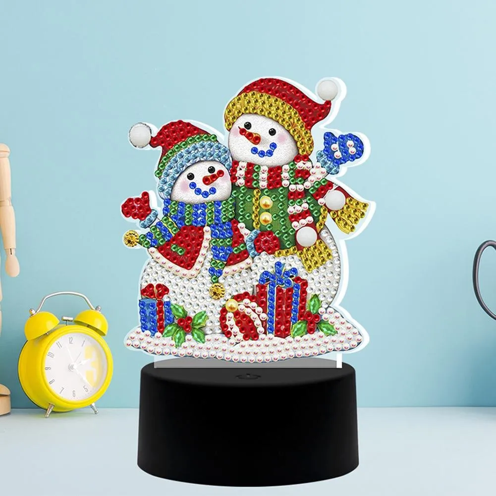 Christmas Snowman LED Lamp DIY Special Shape Diamond Painting Night Light