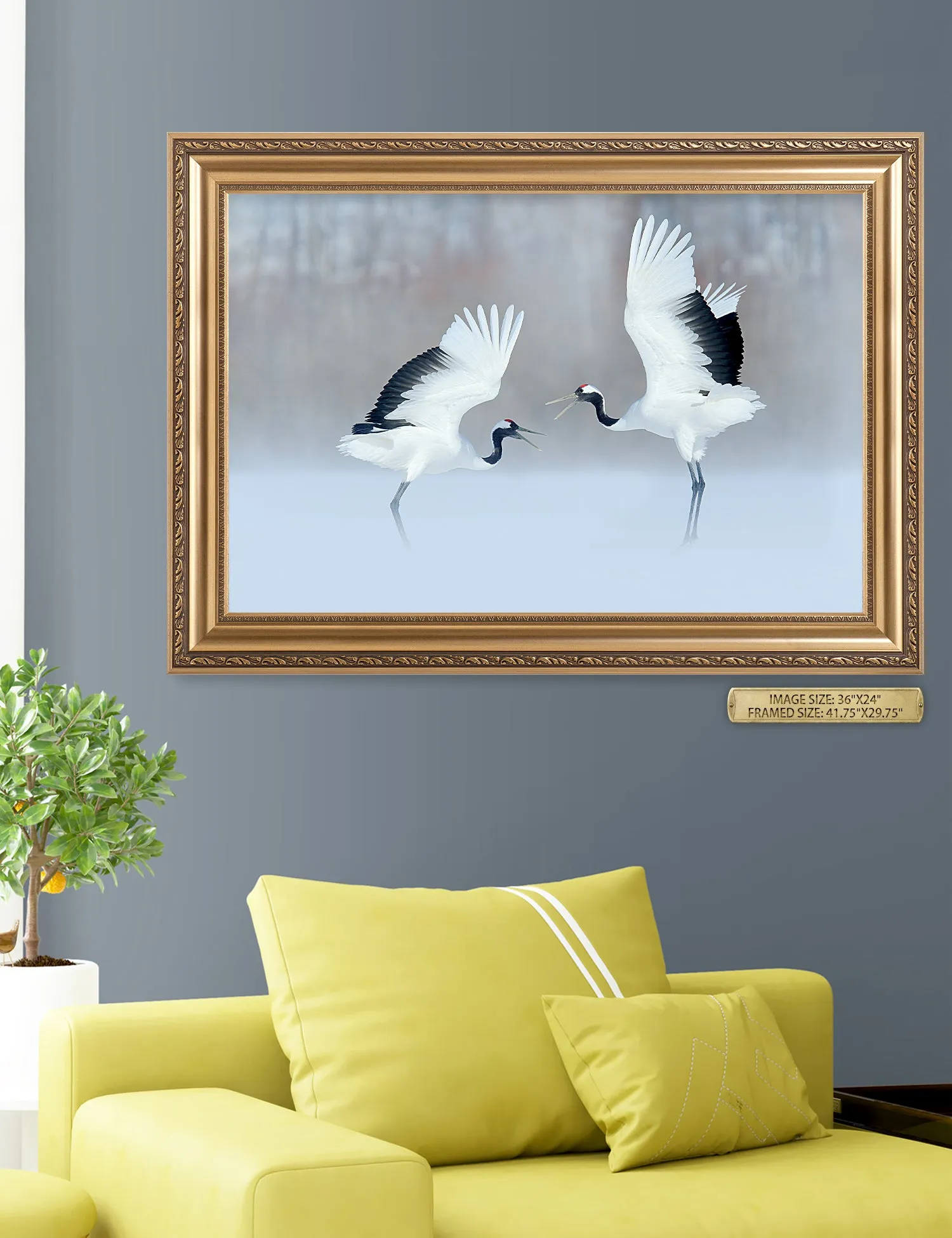 Crane Dance Wild Animal Wall Art.