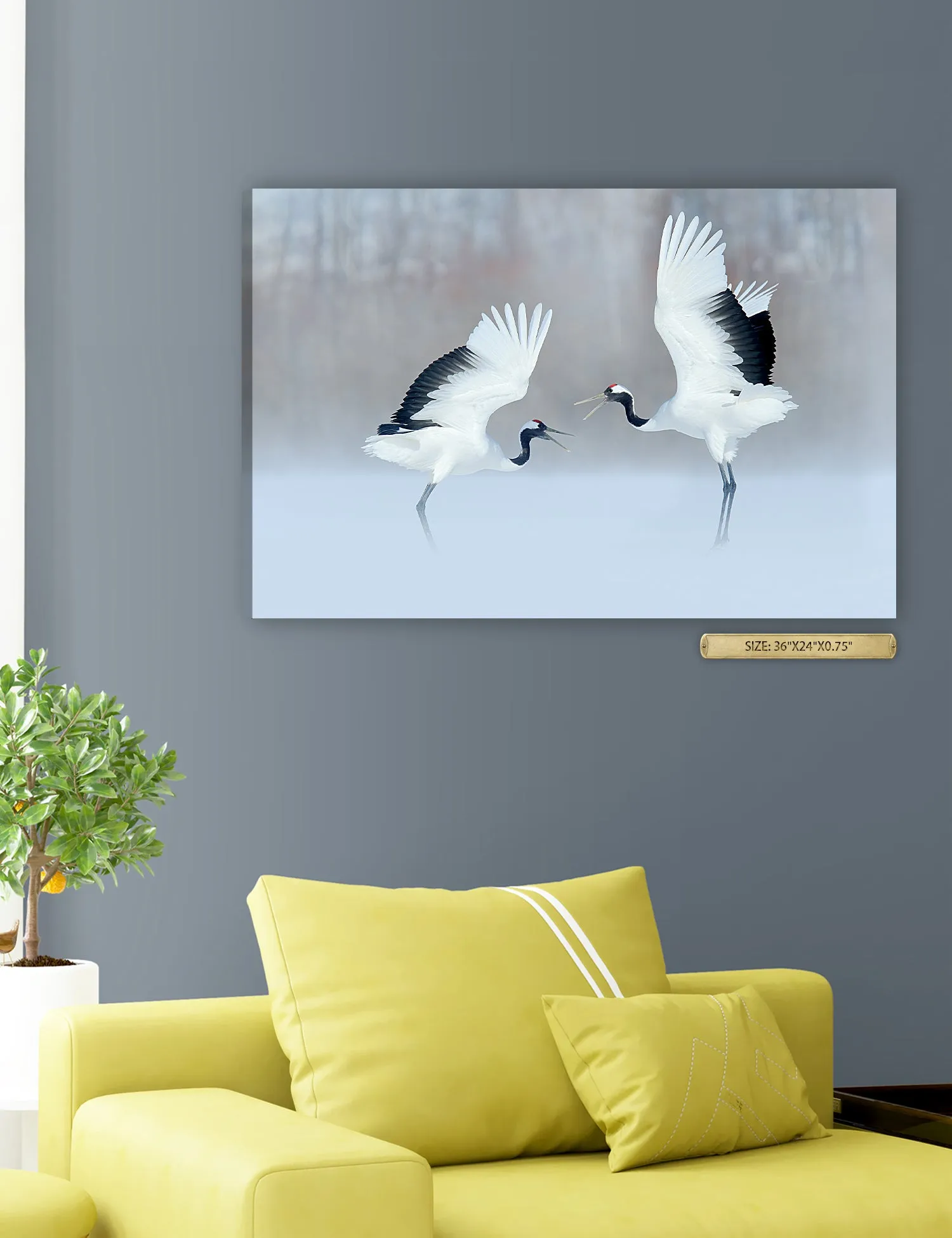 Crane Dance Wild Animal Wall Art.