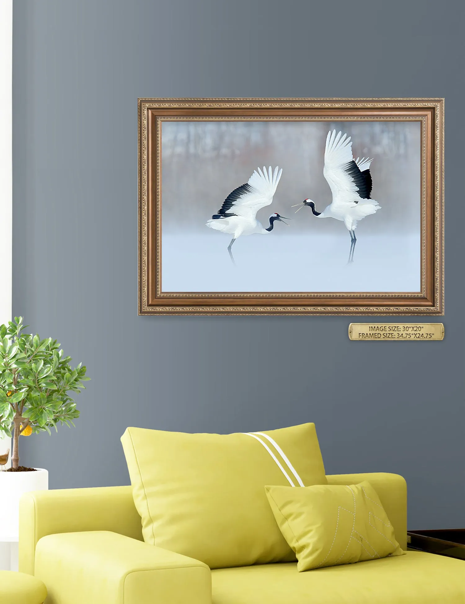 Crane Dance Wild Animal Wall Art.
