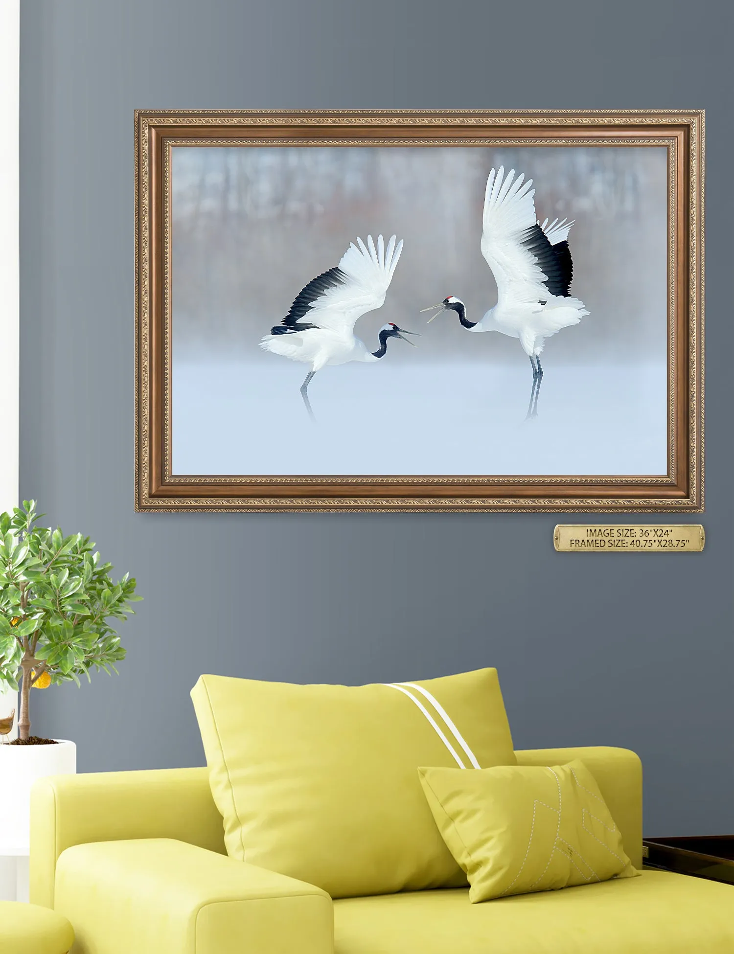 Crane Dance Wild Animal Wall Art.