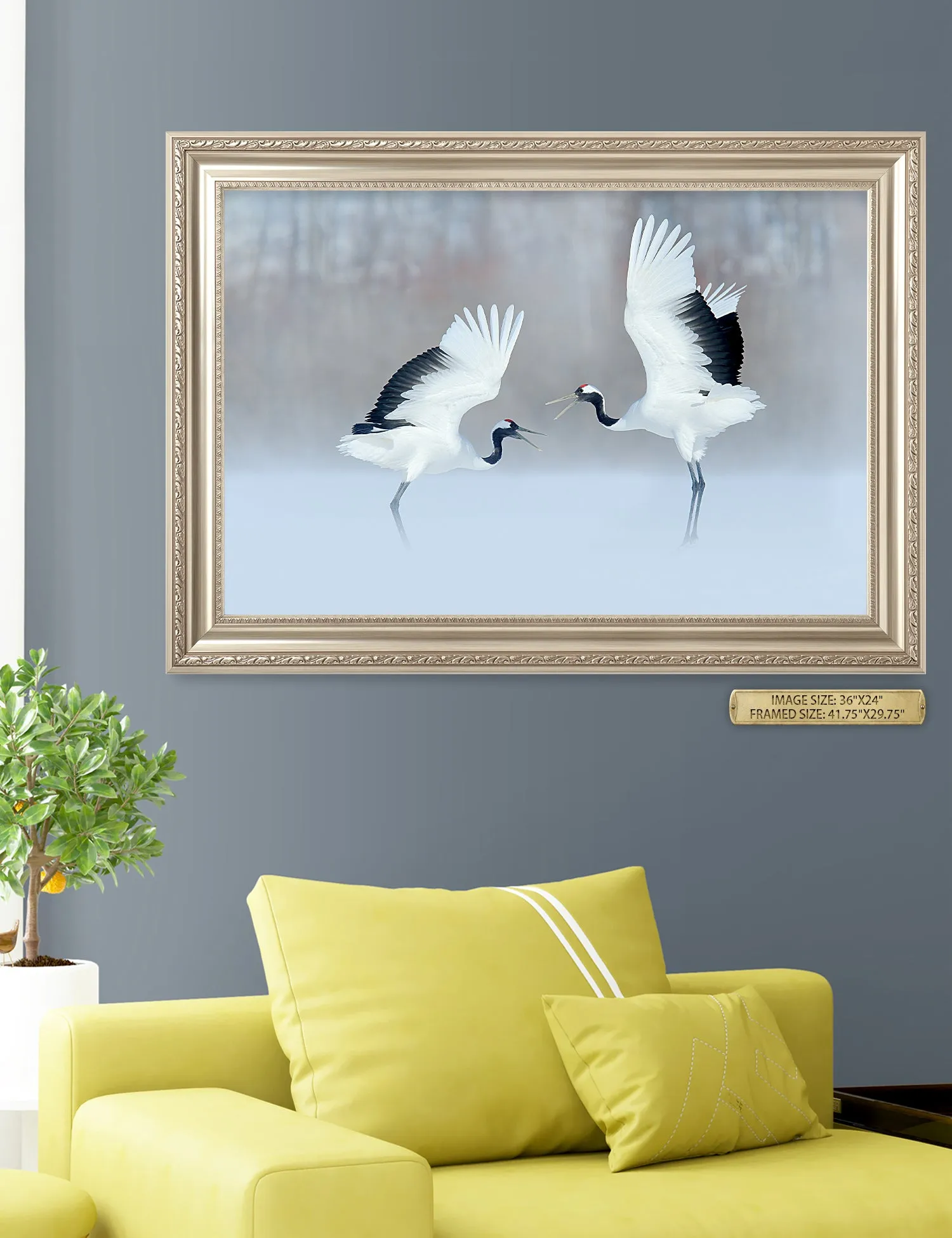 Crane Dance Wild Animal Wall Art.