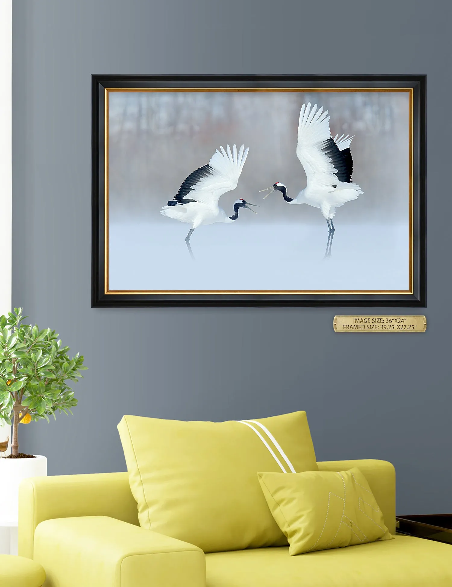 Crane Dance Wild Animal Wall Art.