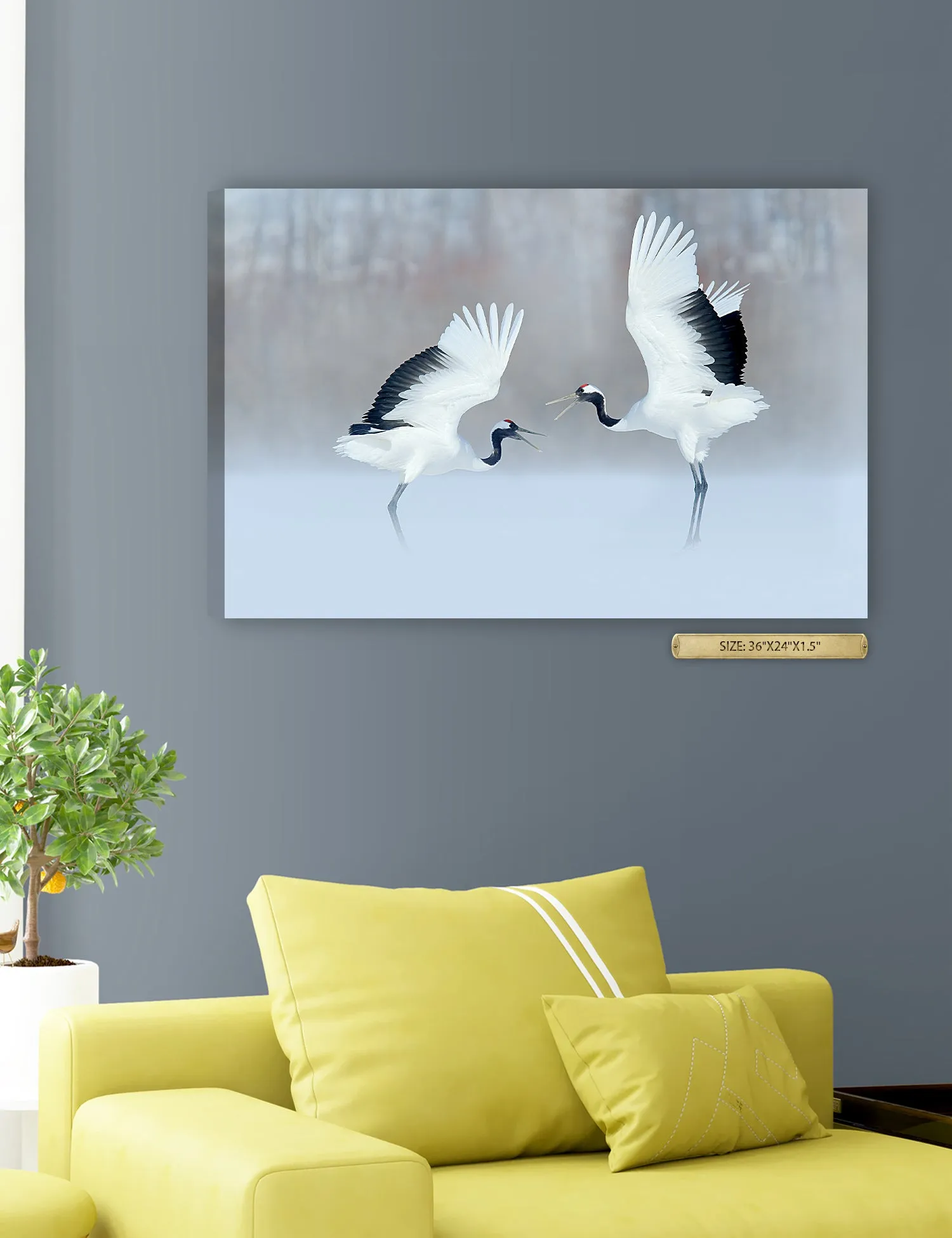 Crane Dance Wild Animal Wall Art.