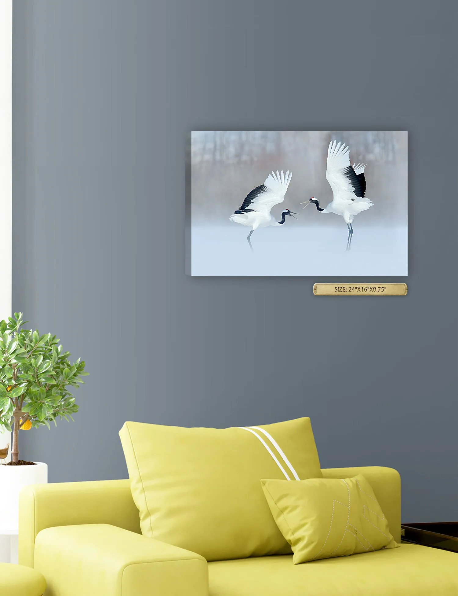 Crane Dance Wild Animal Wall Art.