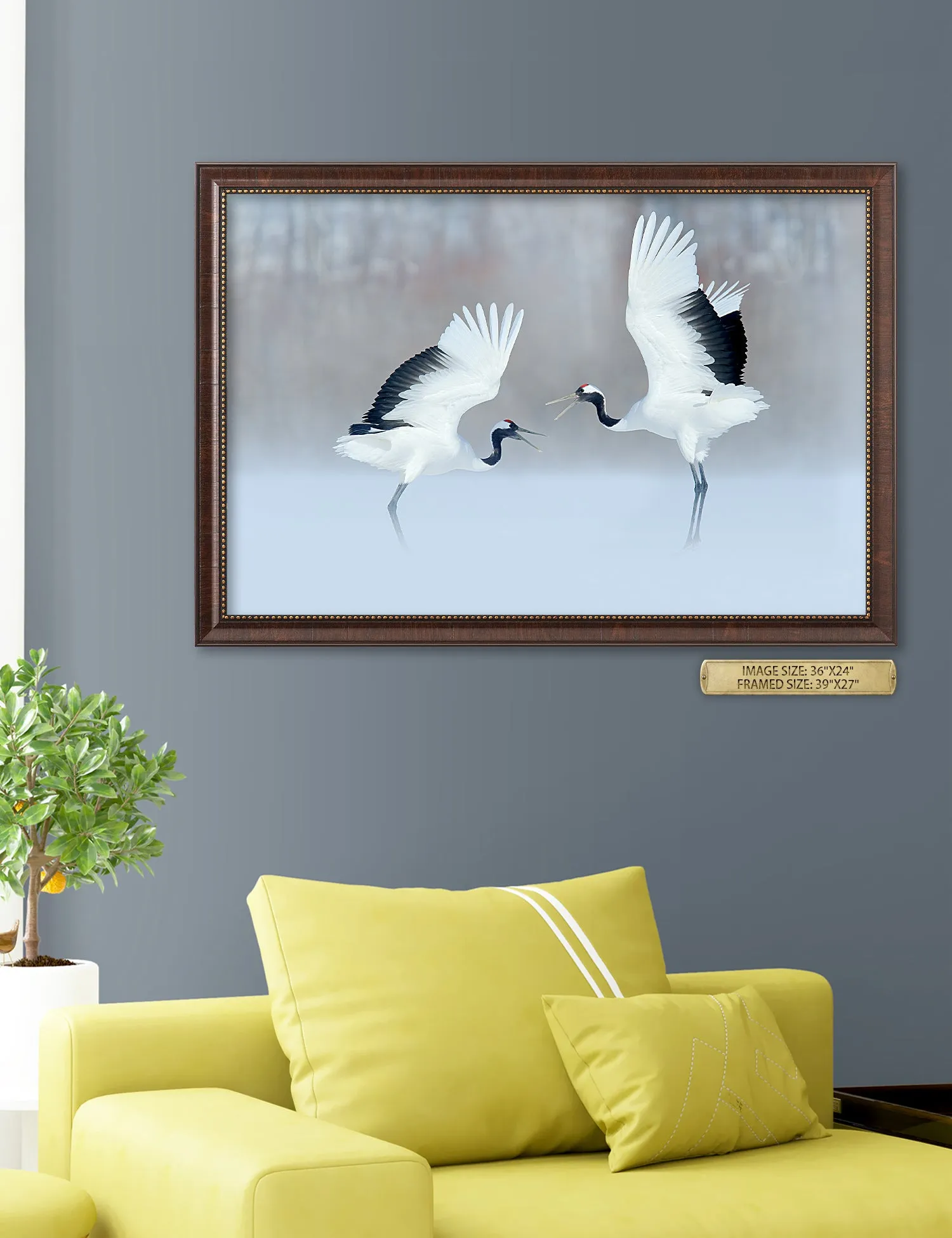 Crane Dance Wild Animal Wall Art.