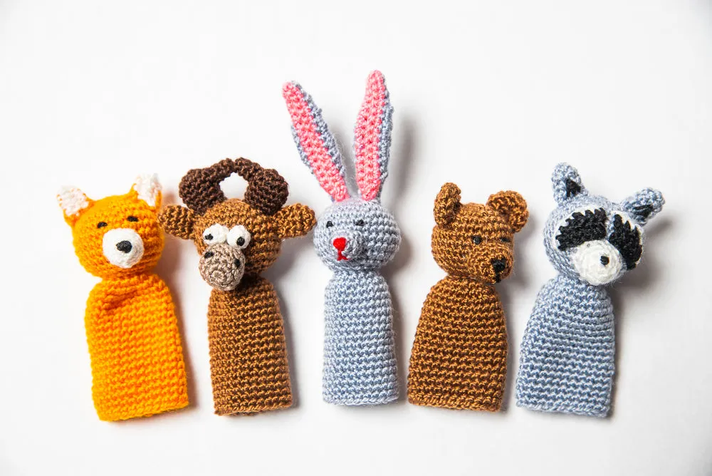 Crocheted Finger Puppet Set "Forest"