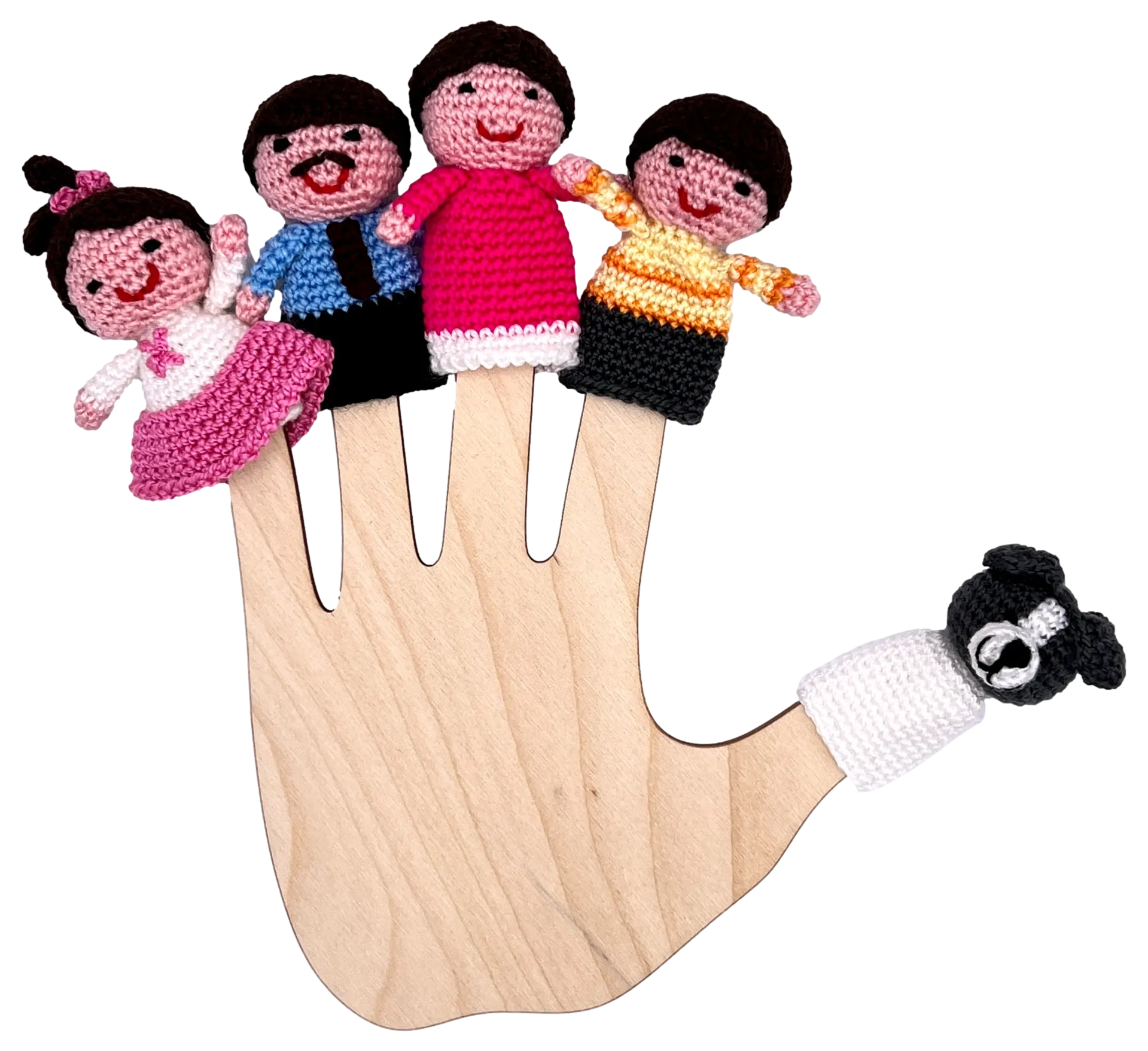 Crocheted Finger Puppet Set "Happy Family"