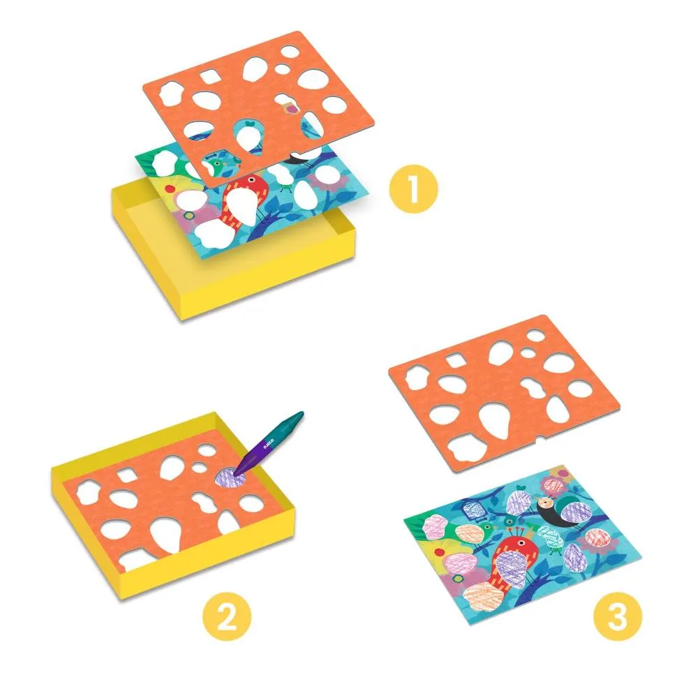 Djeco Stencil Colouring Kit - Color Stop Birdie & Co