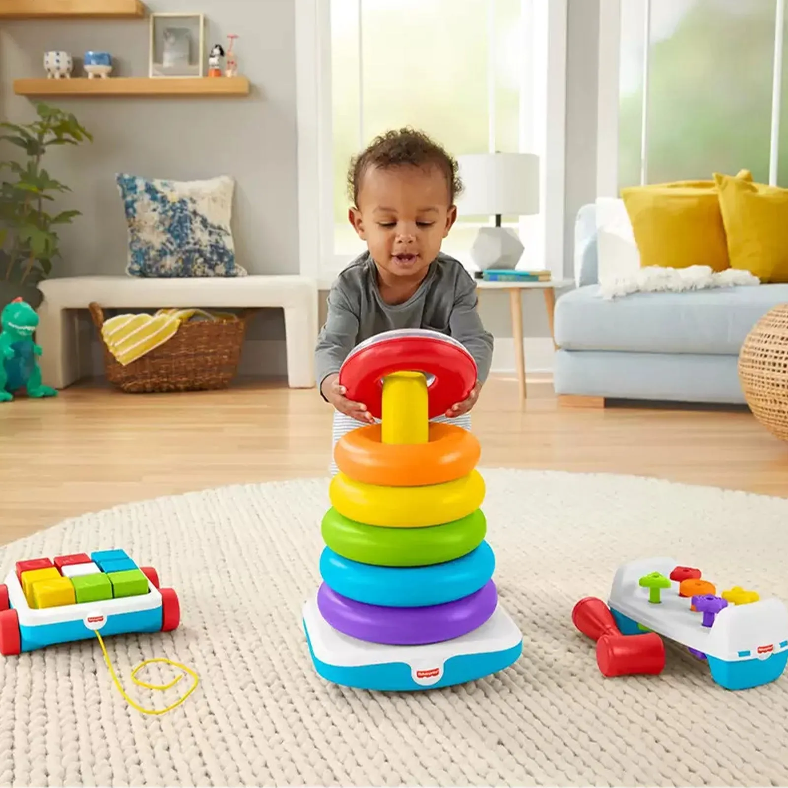 Fisher-Price Rockin' Fun Infant & Toddler Giant Stacking Ring Toy with Accessories