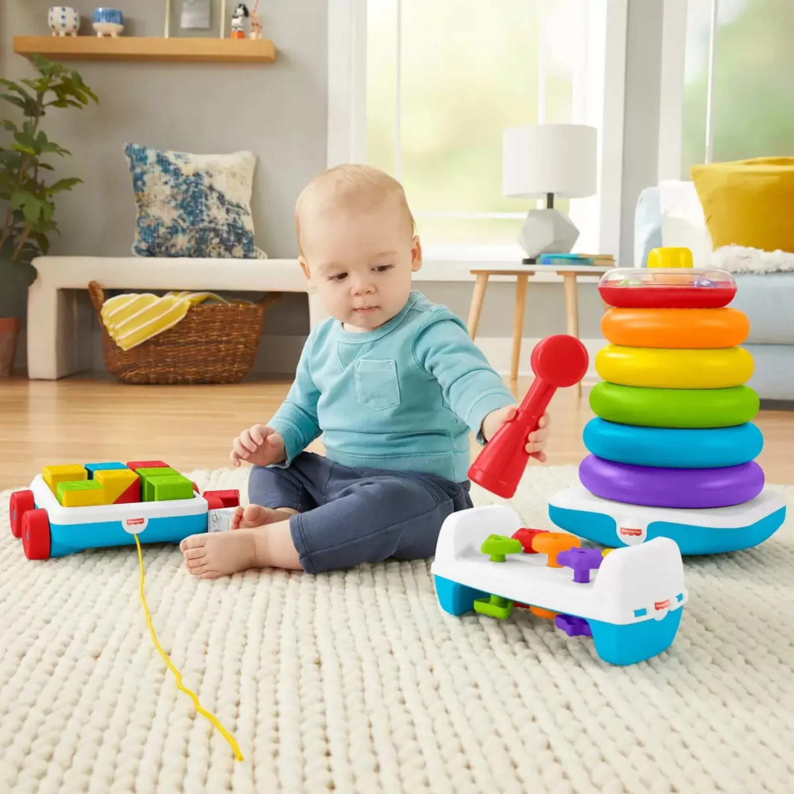 Fisher-Price Rockin' Fun Infant & Toddler Giant Stacking Ring Toy with Accessories