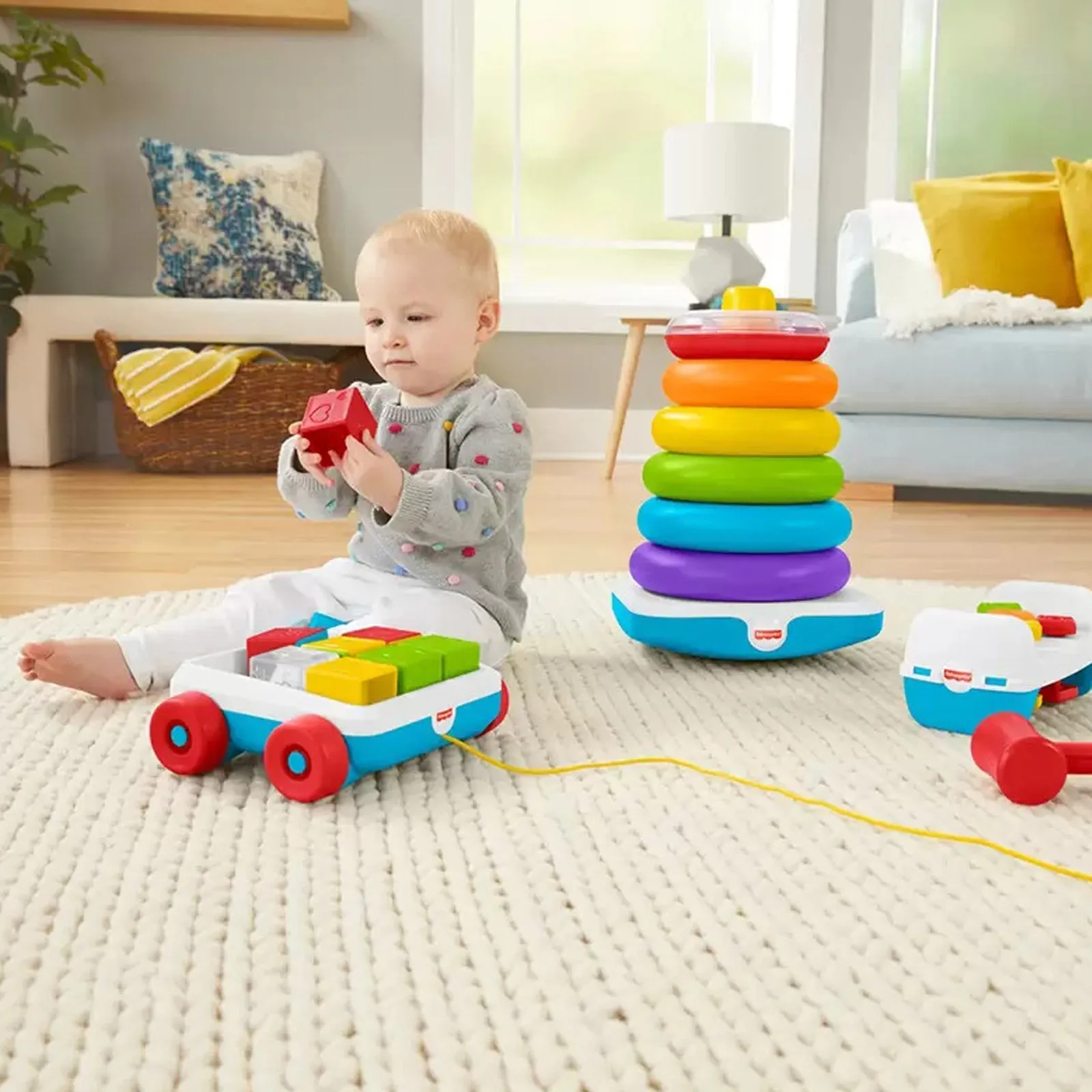 Fisher-Price Rockin' Fun Infant & Toddler Giant Stacking Ring Toy with Accessories