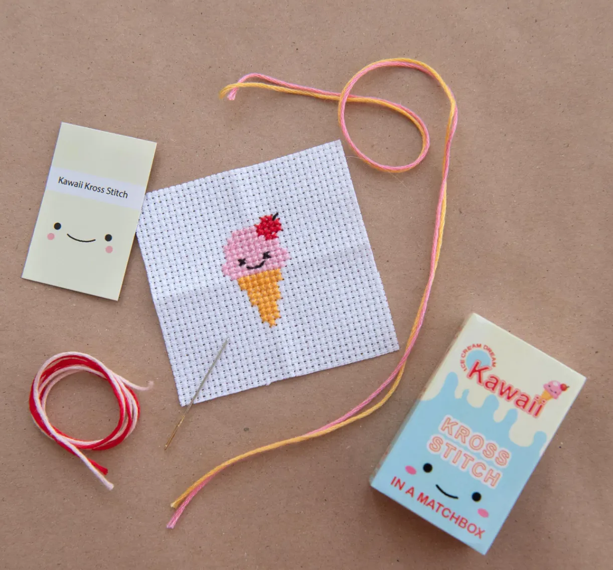 Ice Cream Mini Cross Stitch Kit