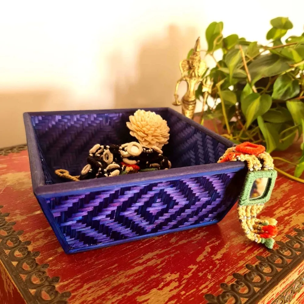Indigo Handmade Bamboo Basket