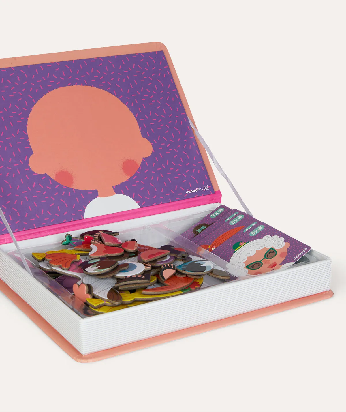 Janod Magnetibook Educational Toy - Girl's Crazy Faces