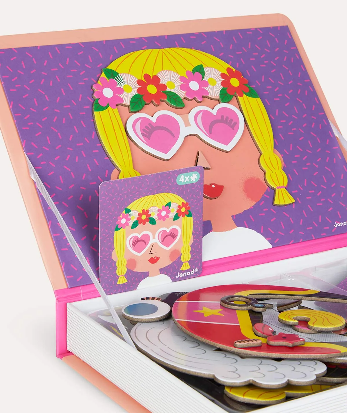 Janod Magnetibook Educational Toy - Girl's Crazy Faces