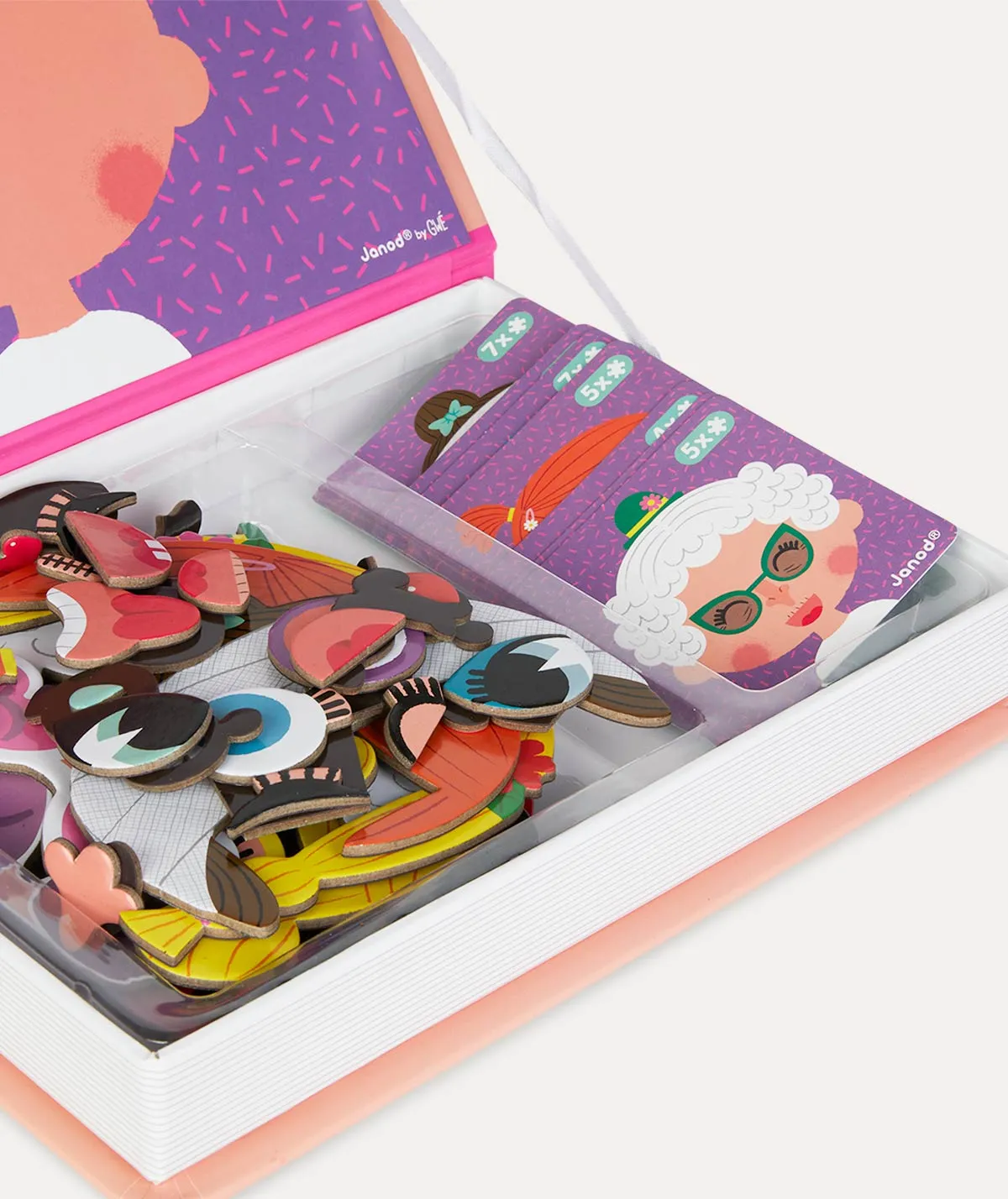 Janod Magnetibook Educational Toy - Girl's Crazy Faces