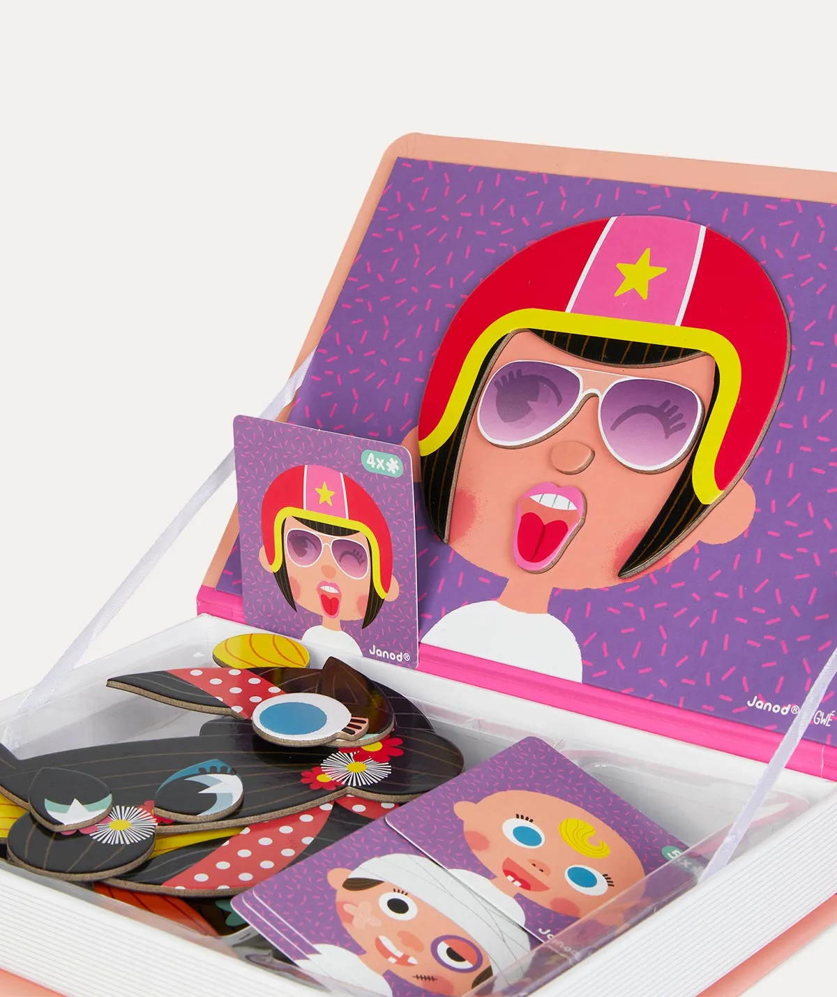 Janod Magnetibook Educational Toy - Girl's Crazy Faces