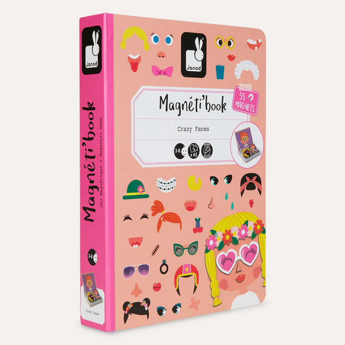 Janod Magnetibook Educational Toy - Girl's Crazy Faces