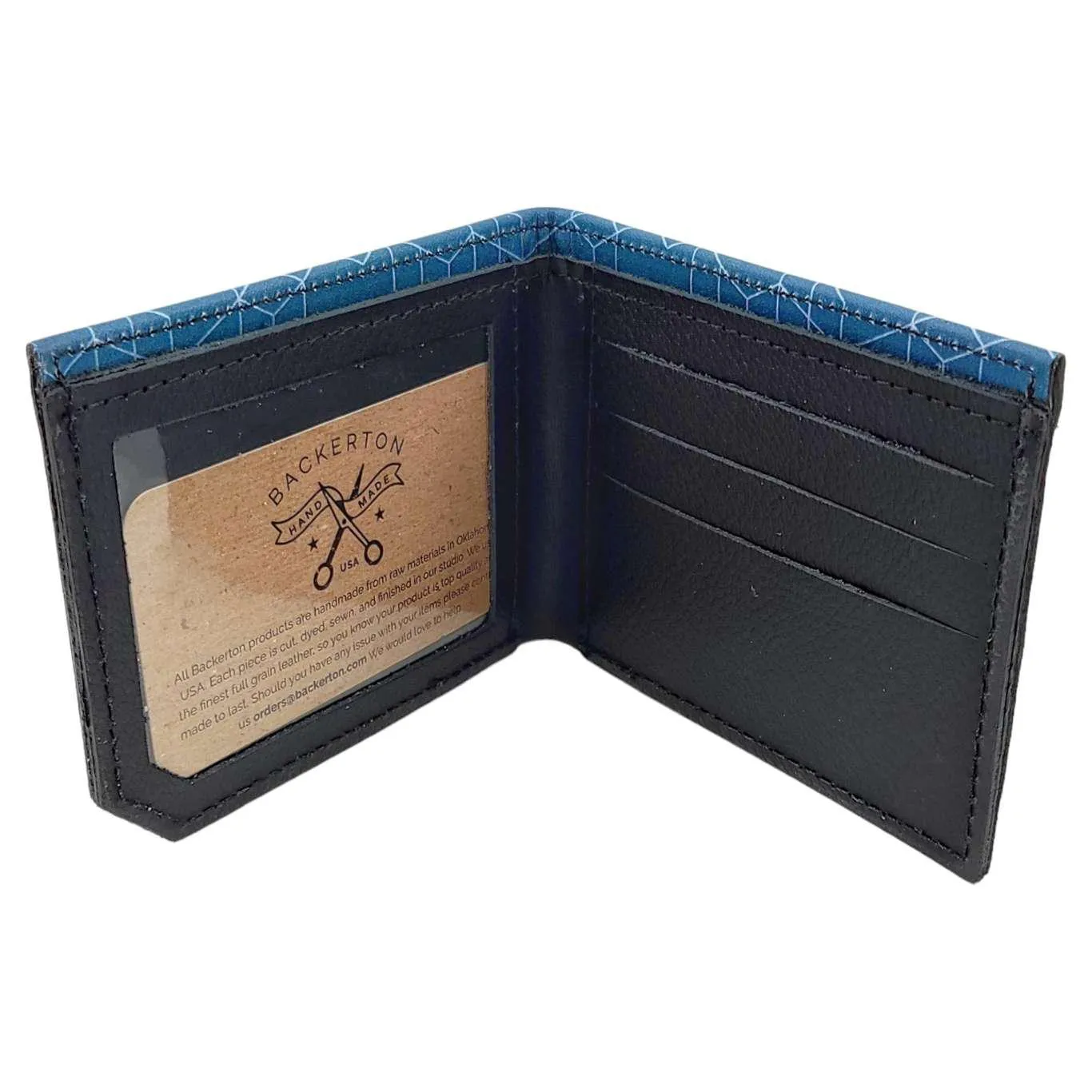 Leather Wallet - Blue Geo by Backerton