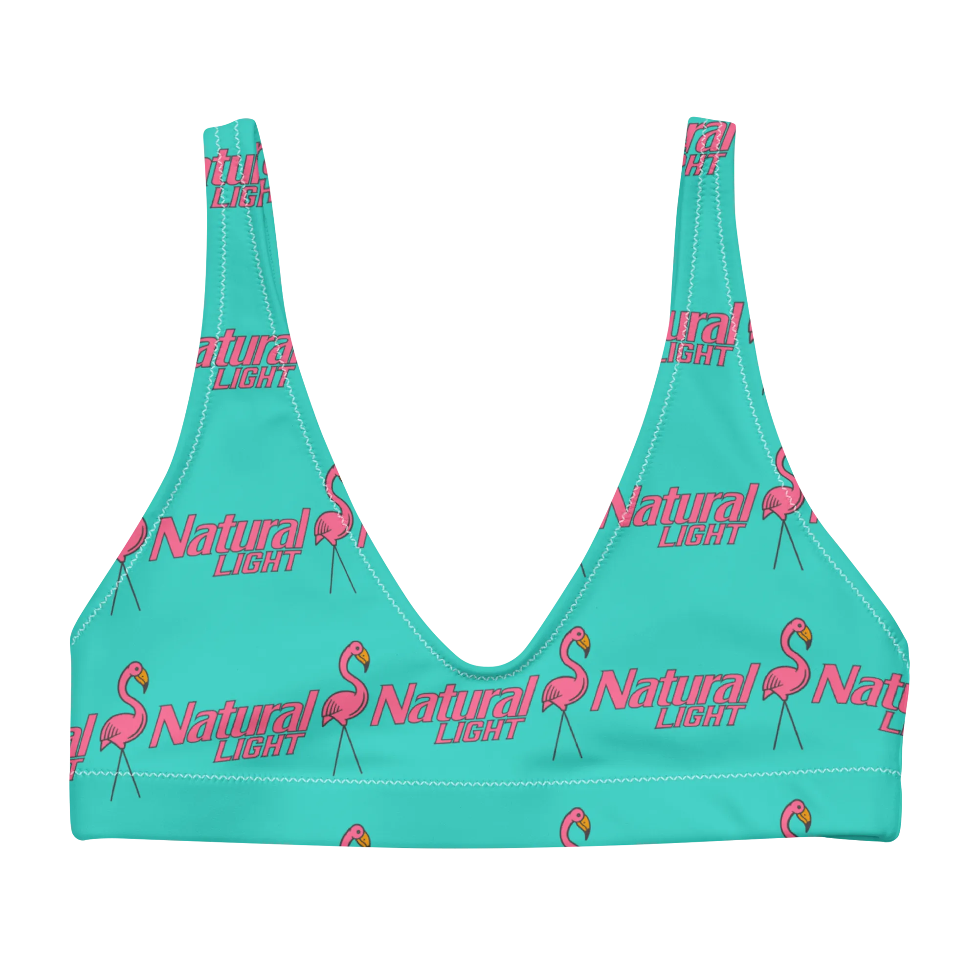 Natural Light Flamingos Bikini Top