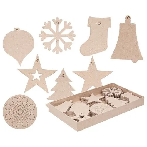 Paper Mache Christmas Decorations Pack of 80