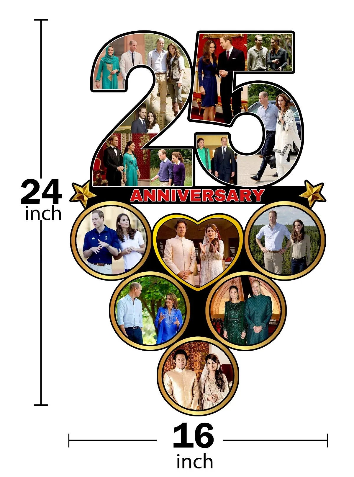Shri Kanth Art® Customized 25th Anniversary Square Shape Wooden Photo Frame | Personalized Wall Mount Picture Frame Decor | Silver Jubilee Anniversary Giftpack | Size: - 12 x 15 inch