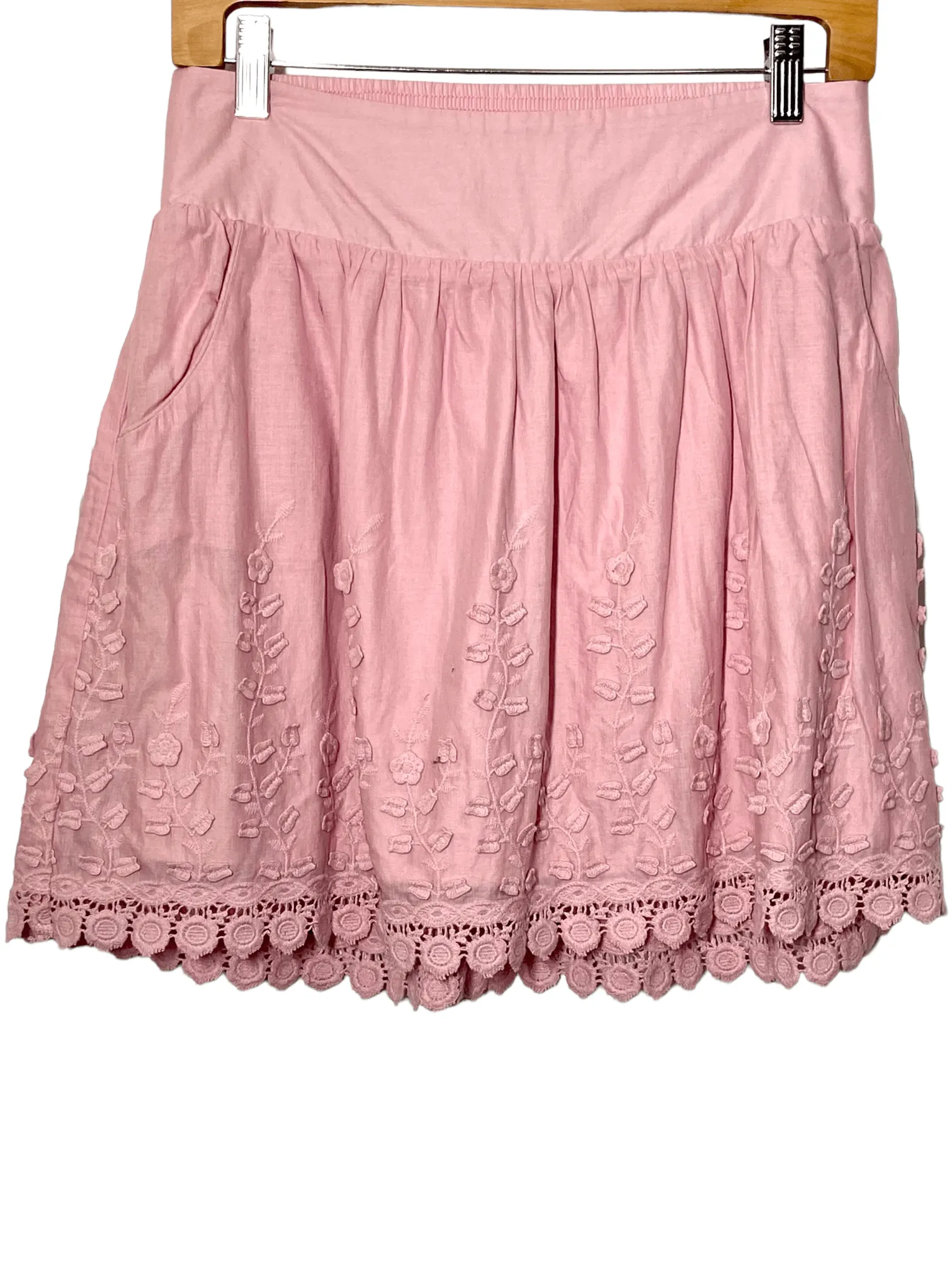 Soft Summer Taffy Pink Crochet Lace Floral Mini Skirt