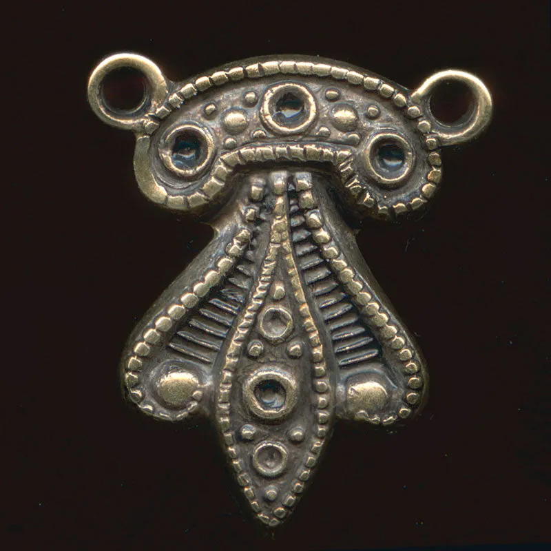Stamped oxidized brass connector w/ rhinestone settings. 15x10mm Pkg of 4. b9-0560